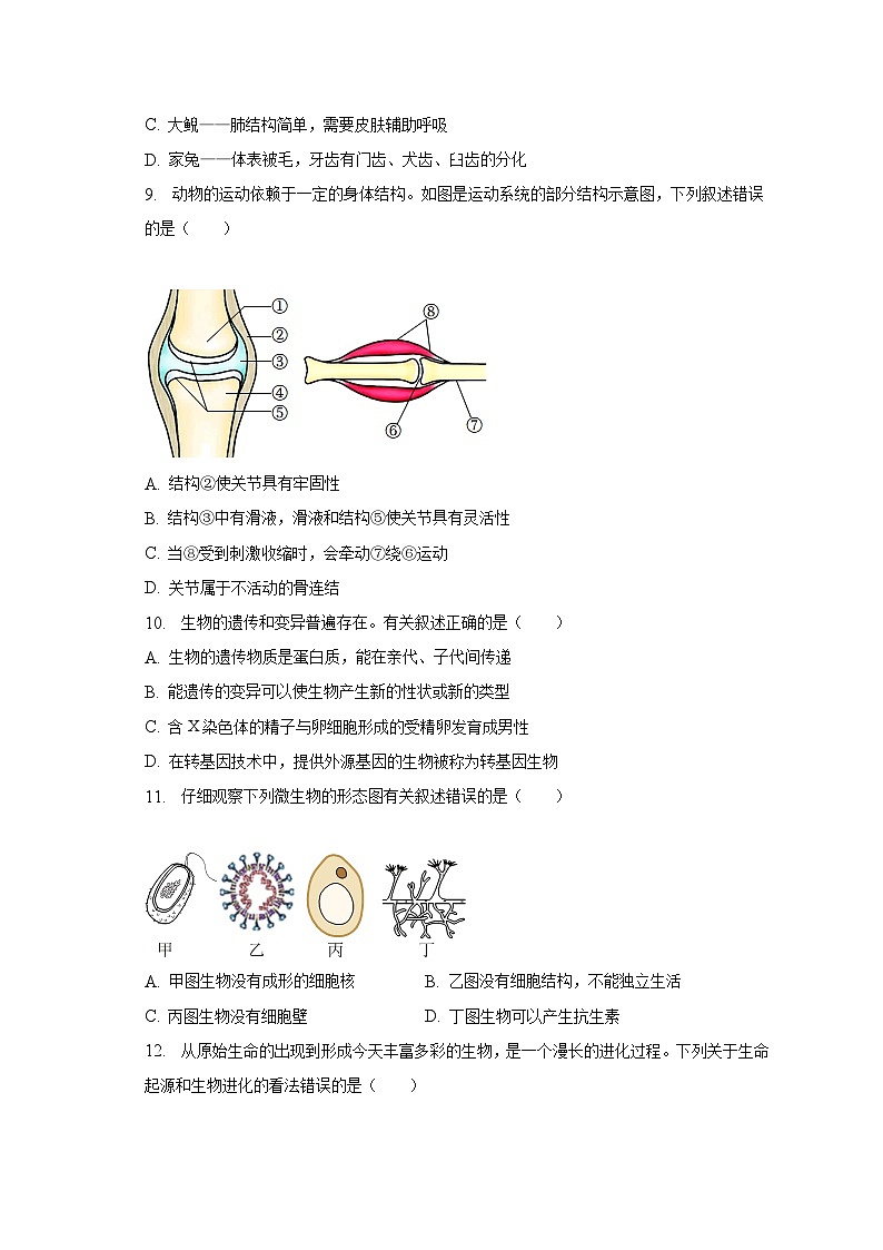 2023年辽宁省丹东市凤城市中考生物二模试卷（含解析）第3页