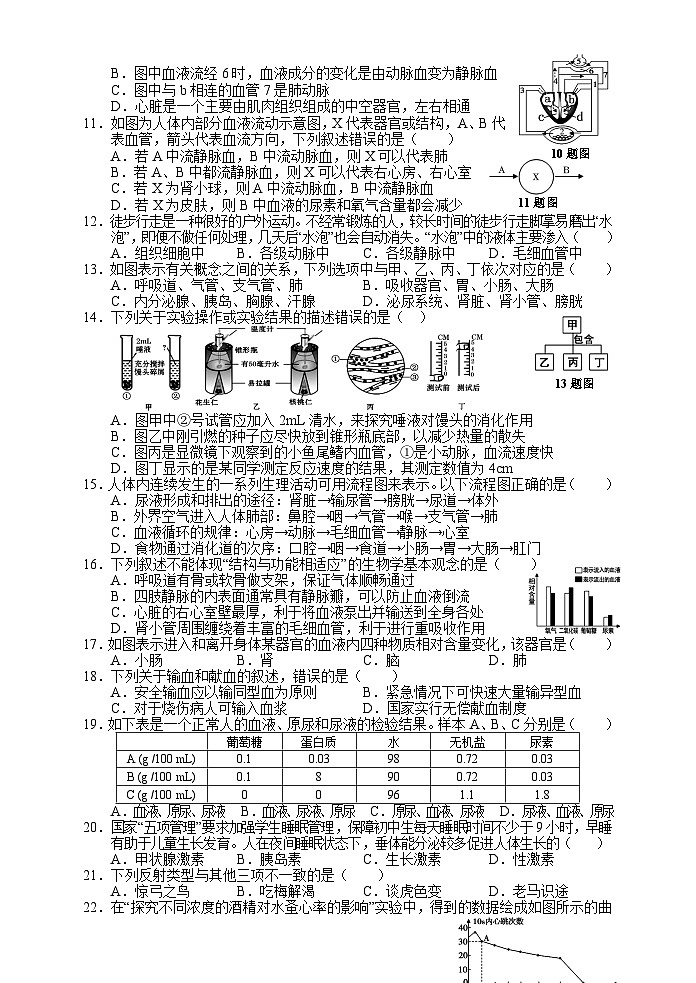 湖南省张家界市永定区2022-2023学年七年级下学期期末考试生物试题（含答案）02