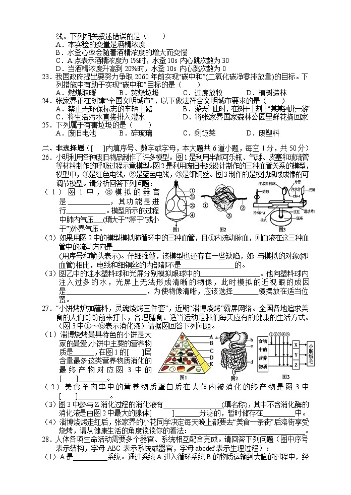 湖南省张家界市永定区2022-2023学年七年级下学期期末考试生物试题（含答案）03