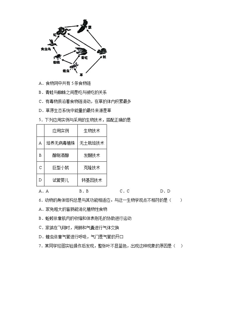 2023年江苏省连云港市外国语学校中考一模生物试题（含解析）02
