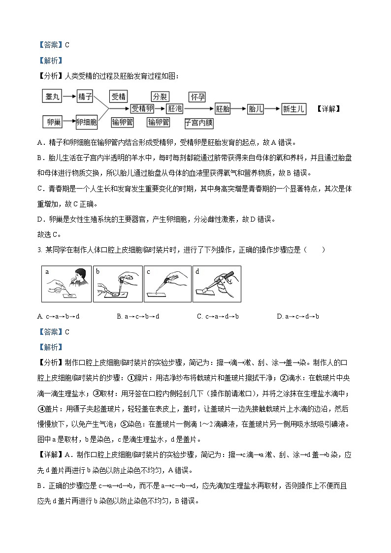 2023年四川省广安市中考生物试卷（解析版）02