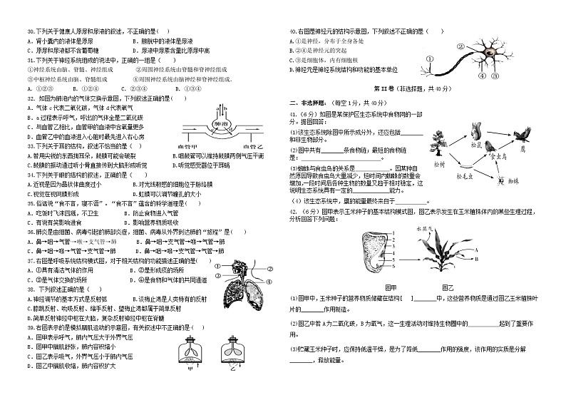 云南省弥勒市朋普中学2022-2023学年七年级下学期期末模拟考试生物试卷（含答案）03