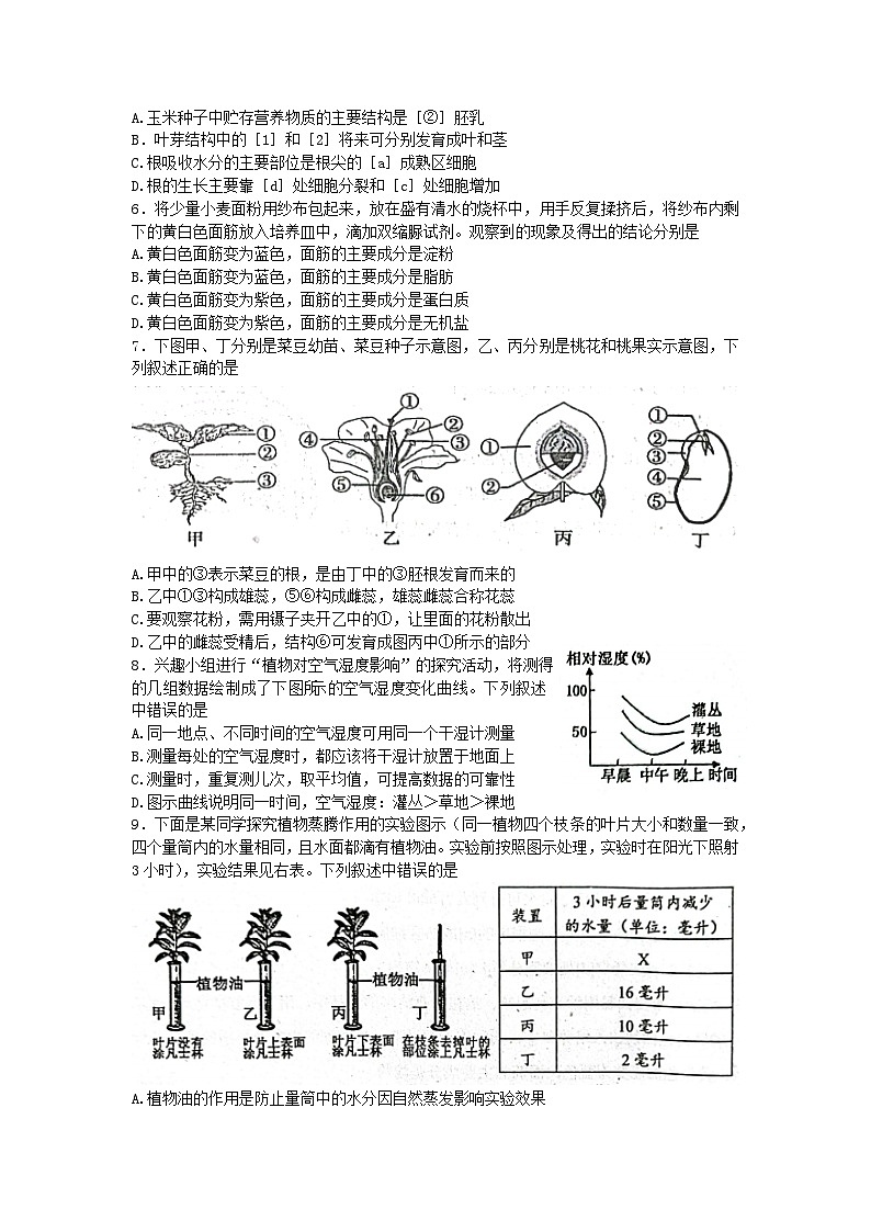 山东省泰安市肥城市2022-2023学年六年级下学期期末考试生物试题（含答案）第2页