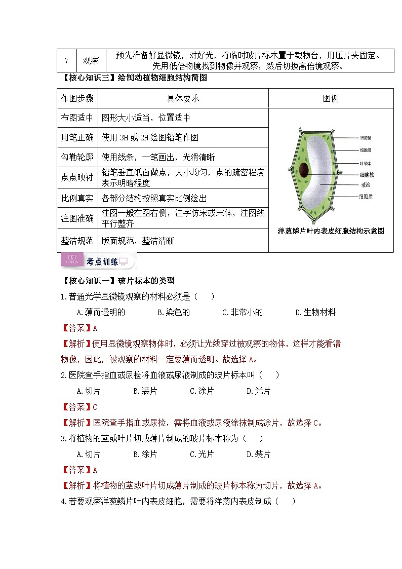 第07讲 制作与观察动植物细胞临时装片（解析版）第2页