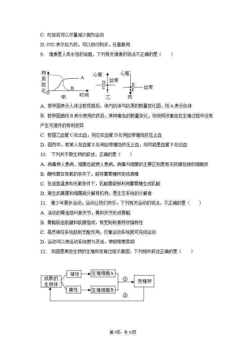 2023年山东省东营市垦利区中考生物二模试卷（含解析）03