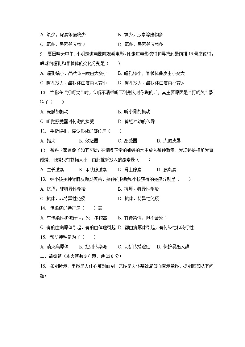 2022-2023学年重庆市忠县七年级（下）期末生物试卷(含解析 )第2页