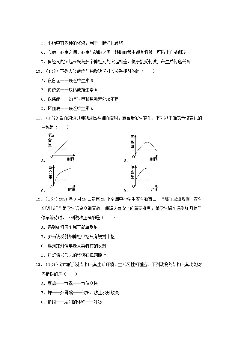 _2021年内蒙古赤峰市中考生物真题及答案03