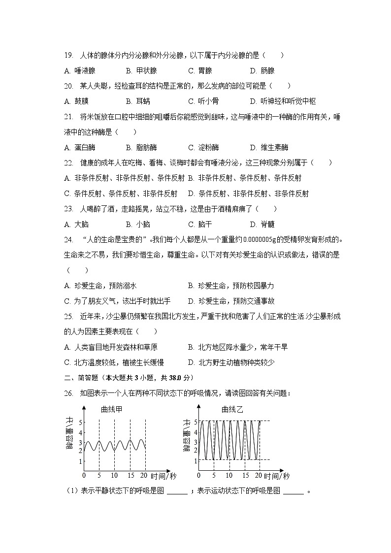 2022-2023学年安徽省合肥市长丰县七年级（下）期末生物试卷（含解析）第3页