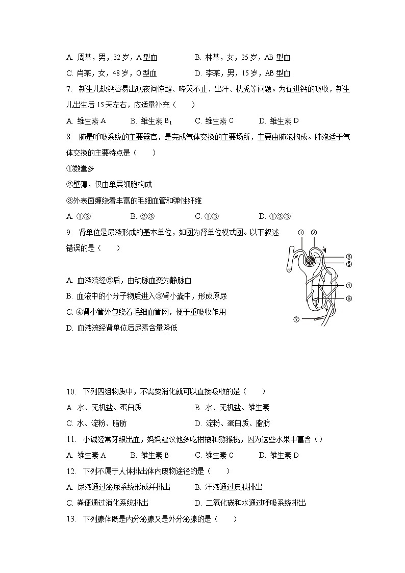 2022-2023学年福建省福州市鼓楼区重点中学七年级（下）期末生物试卷（含解析）第2页