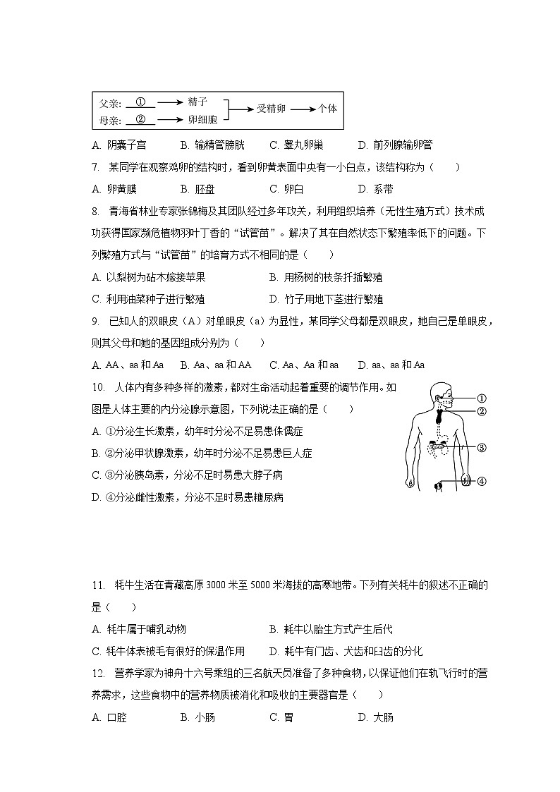 2023年青海省果洛州中考生物试卷（含解析）02