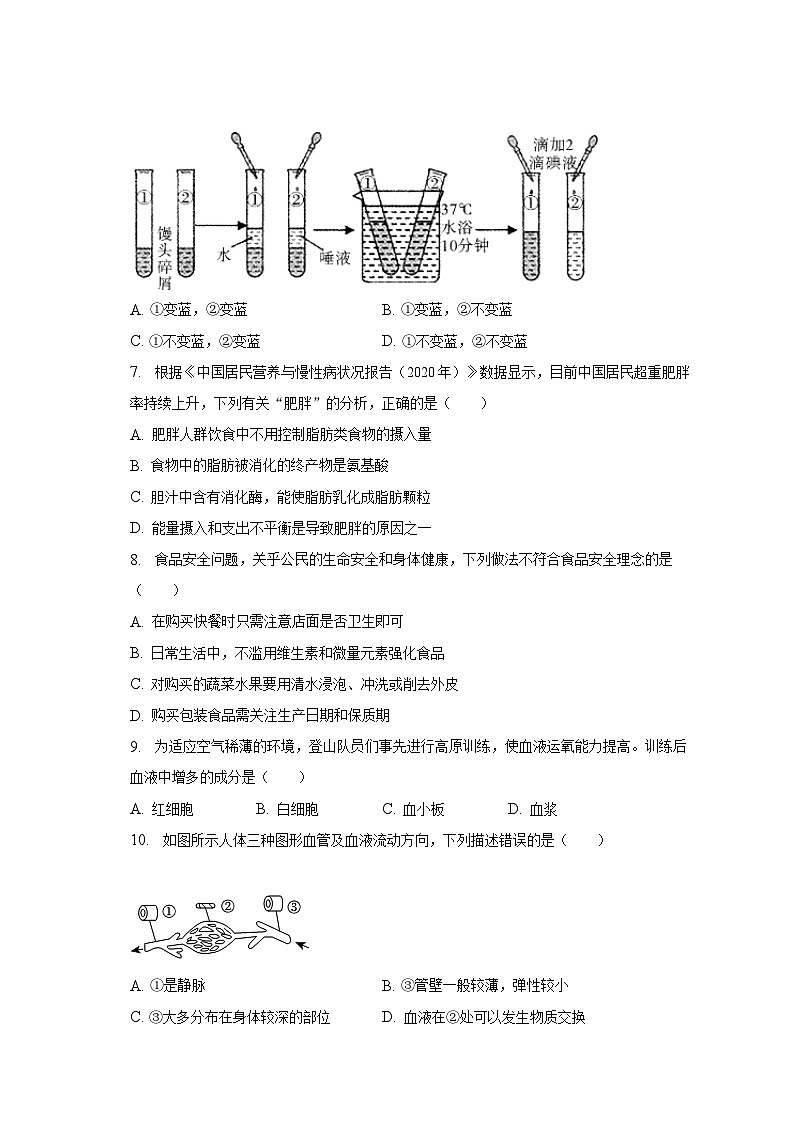 2022-2023学年安徽省合肥市瑶海区等四地七年级（下）期末生物试卷（含解析）02