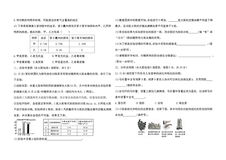 甘肃省庆阳市2022～2023学年七年级下学期生物期末试卷（含答案）02