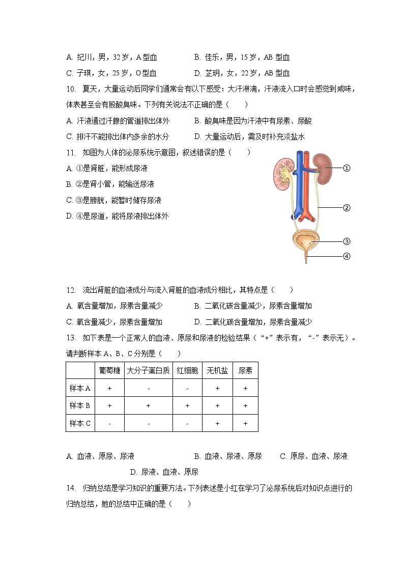 2022-2023学年江西省南昌市七年级（下）期末生物试卷（含解析）第3页