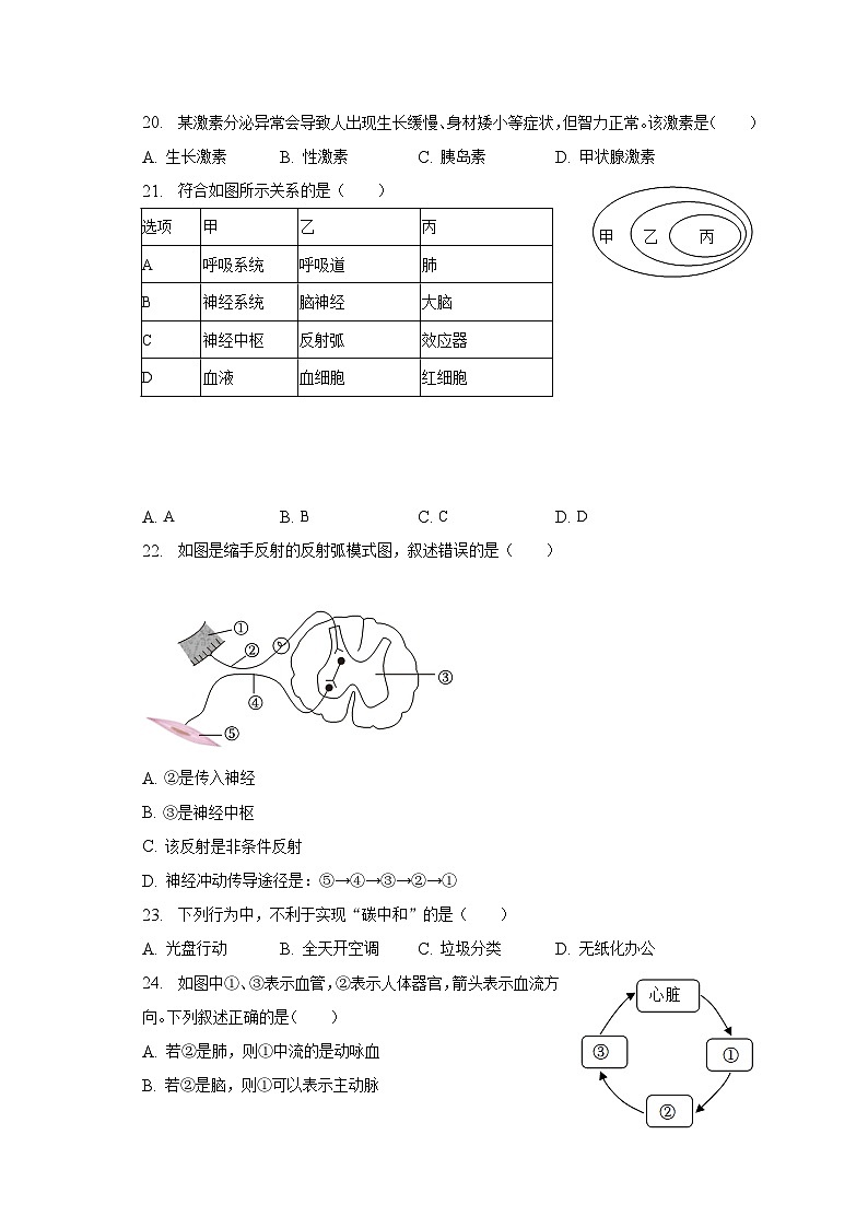 2022-2023学年福建省泉州市晋江市七年级（下）期末生物试卷（含解析）第3页