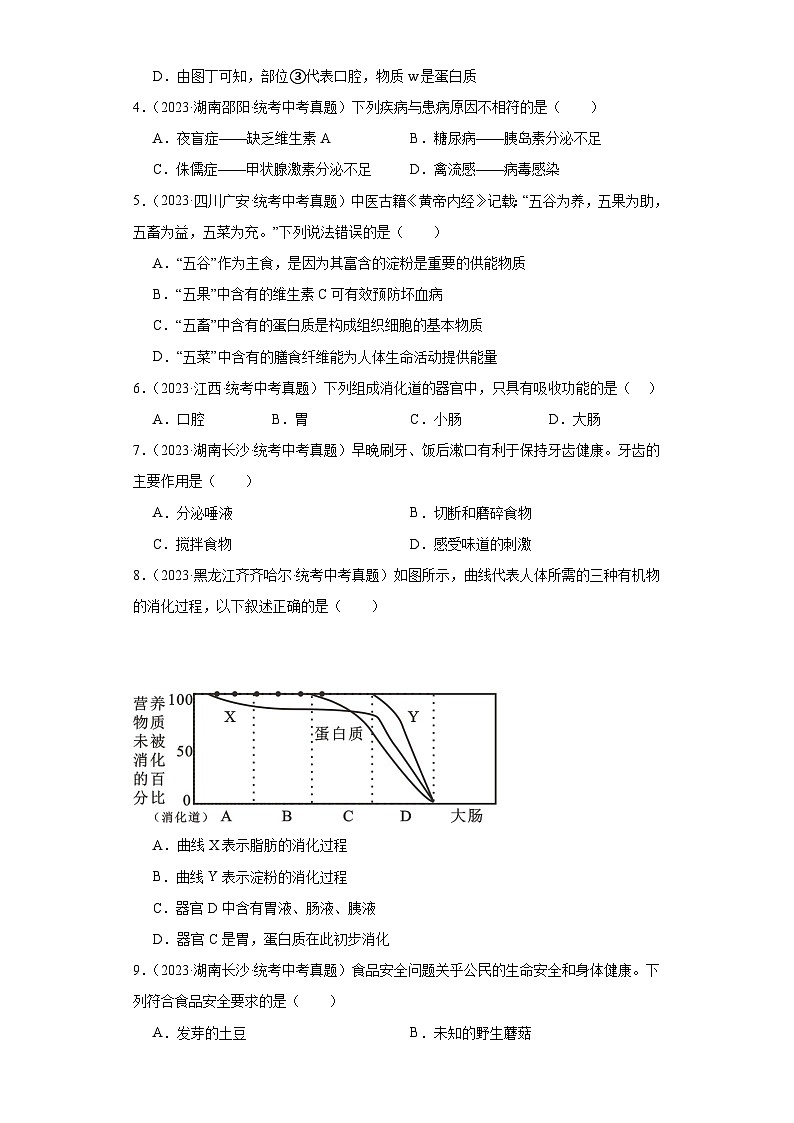 全国中考生物2023年真题分类汇编-25人体的营养选择题①第2页