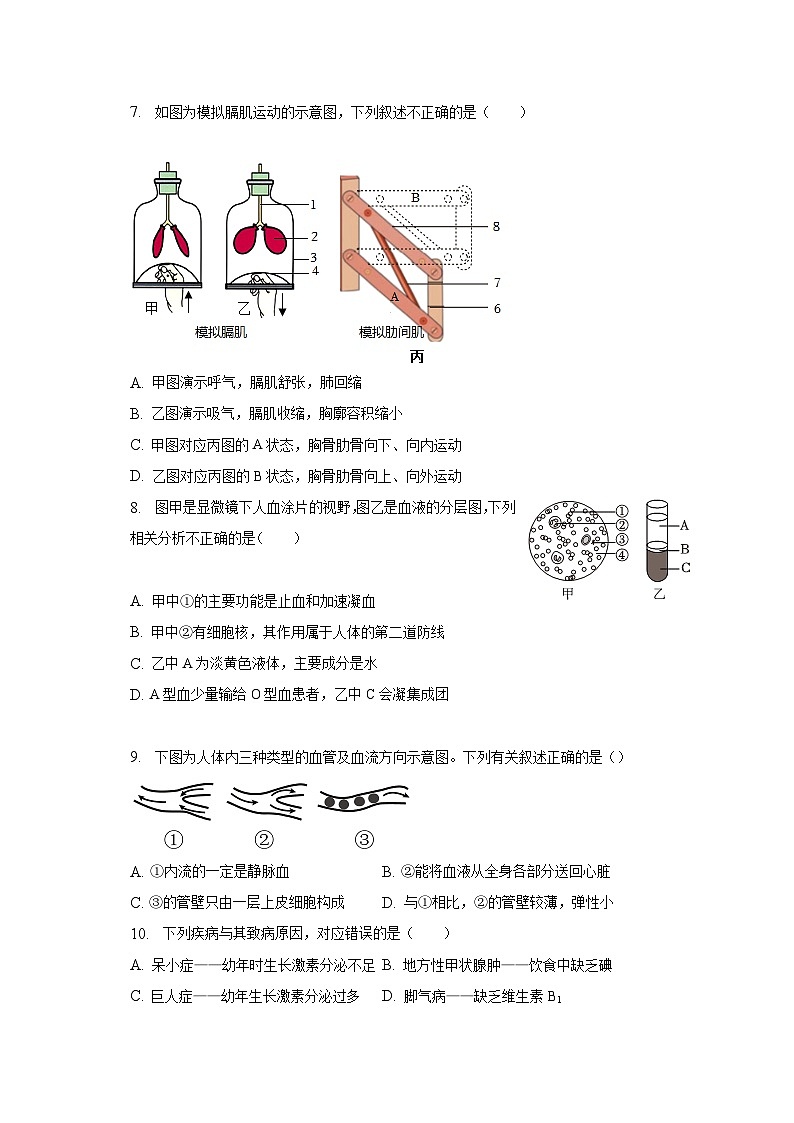 山东省济南市市中区2022-2023学年七年级下学期期末生物试卷（含答案）03
