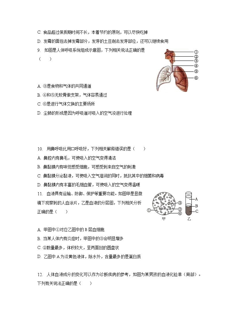 陕西省西安市长安区2022-2023学年七年级下学期期末生物试卷（含答案）第3页