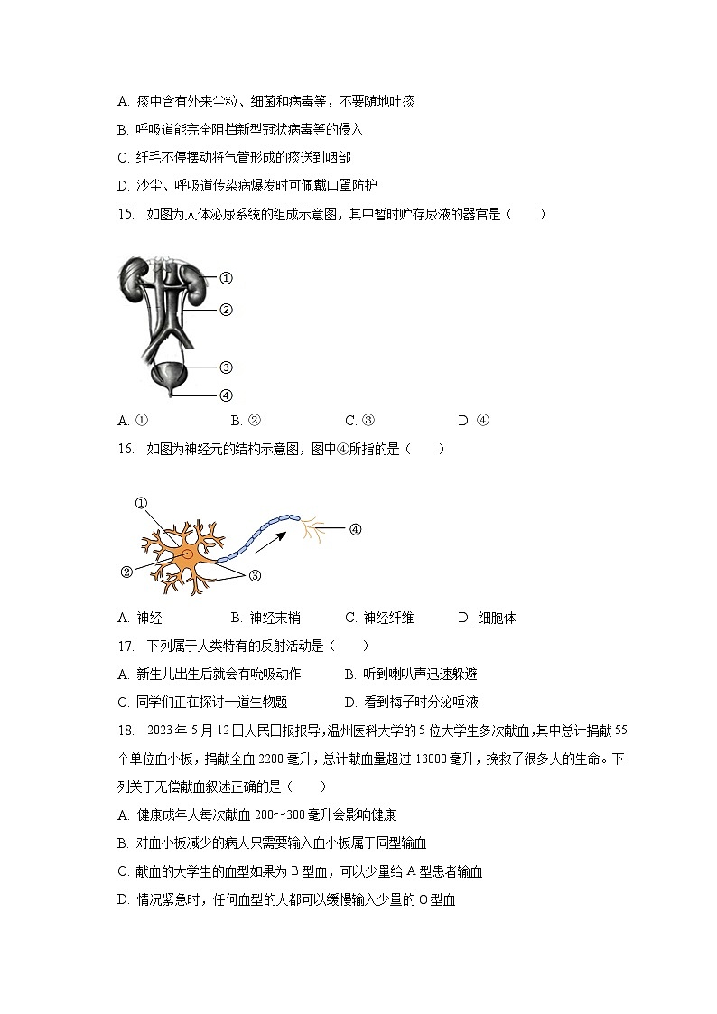 2022-2023学年吉林省长春市汽车经开区七年级（下）期末生物试卷（含解析）03