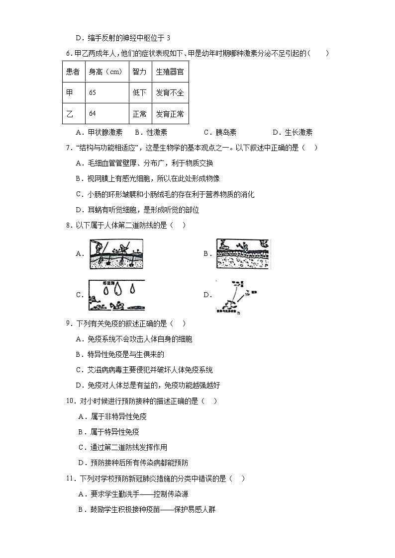 河北省秦皇岛市青龙满族自治县2022-2023学年七年级下学期期末生物试题（含答案）02