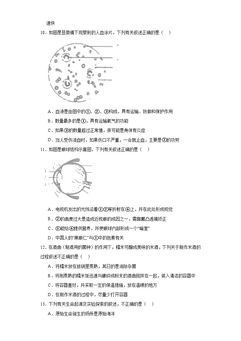 2023年内蒙古通辽市中考生物真题（含解析）03
