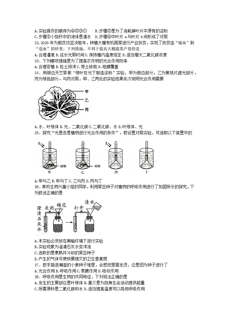 山东省威海市荣成市16校联盟（五四制）2022-2023学年六年级下学期期末考试生物试题（含答案）第3页
