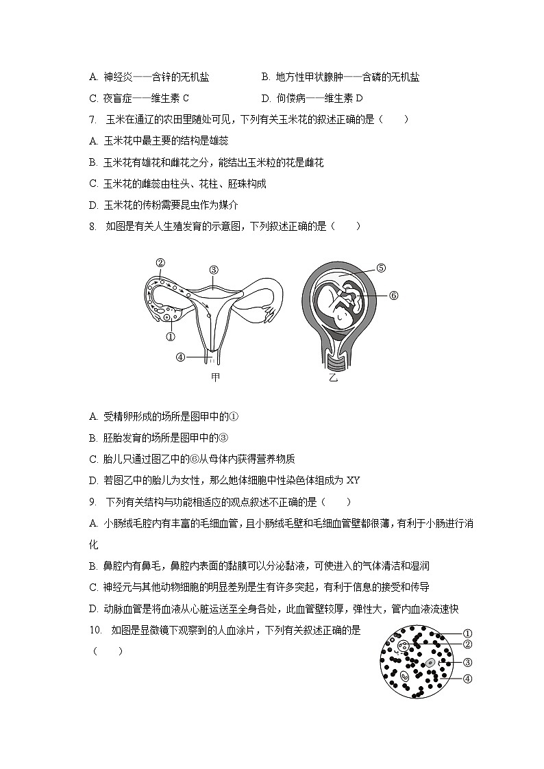 2023年内蒙古通辽市中考生物试卷（含解析）02