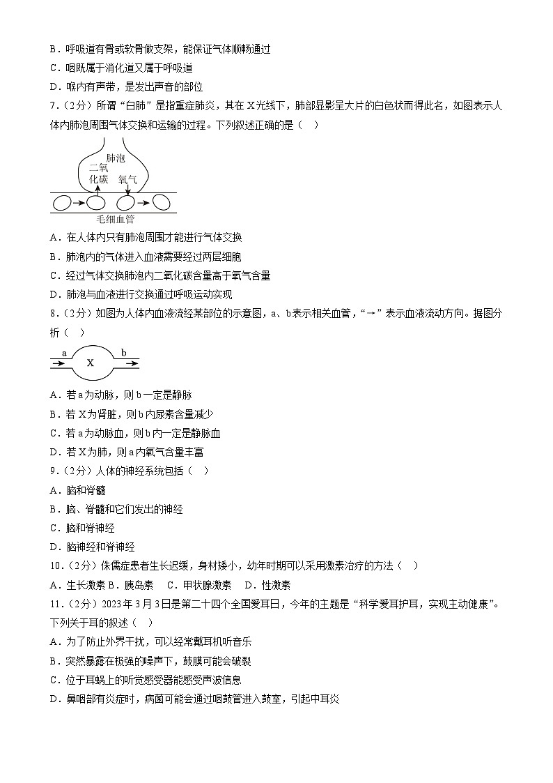 广西南宁市2022-2023学年七年级下学期期末生物试卷（B卷（含答案）02