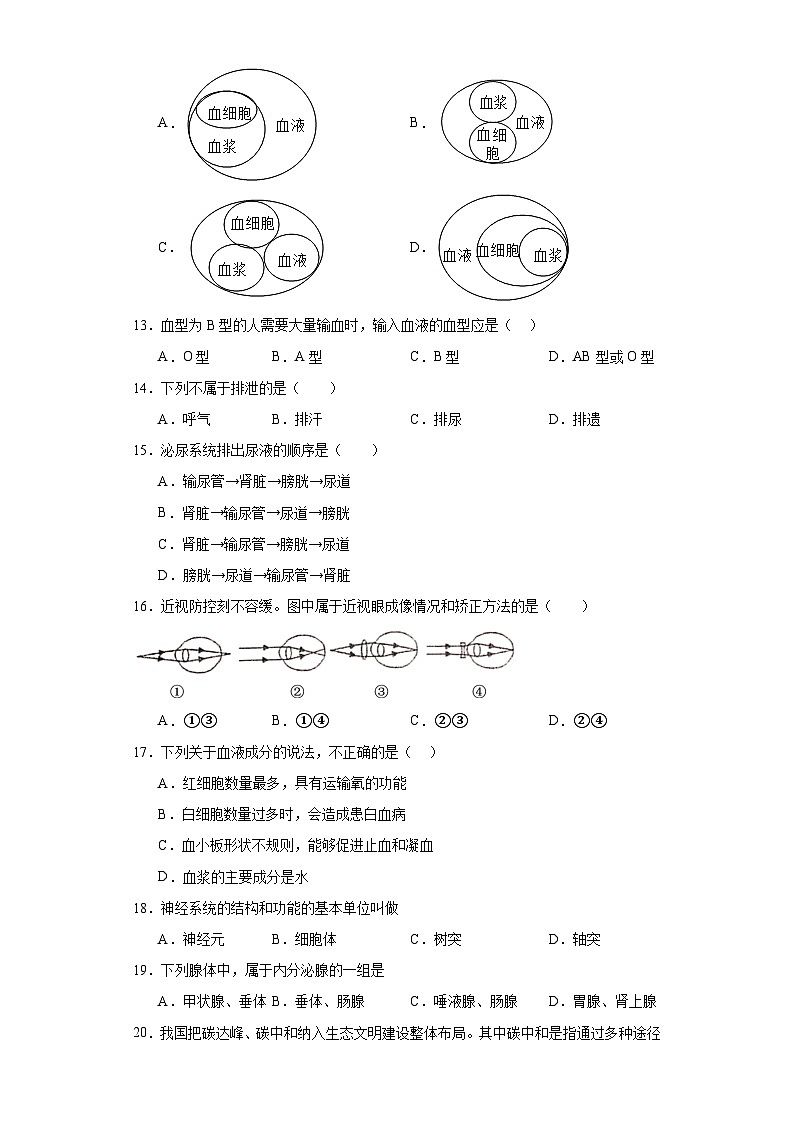江西省赣州市赣县区2022-2023学年七年级下学期期末生物试题（含答案）03