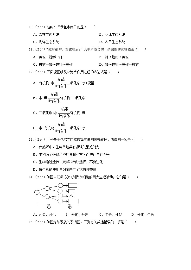 2023届重庆市中考生物专项突破模拟试卷（含解析）03