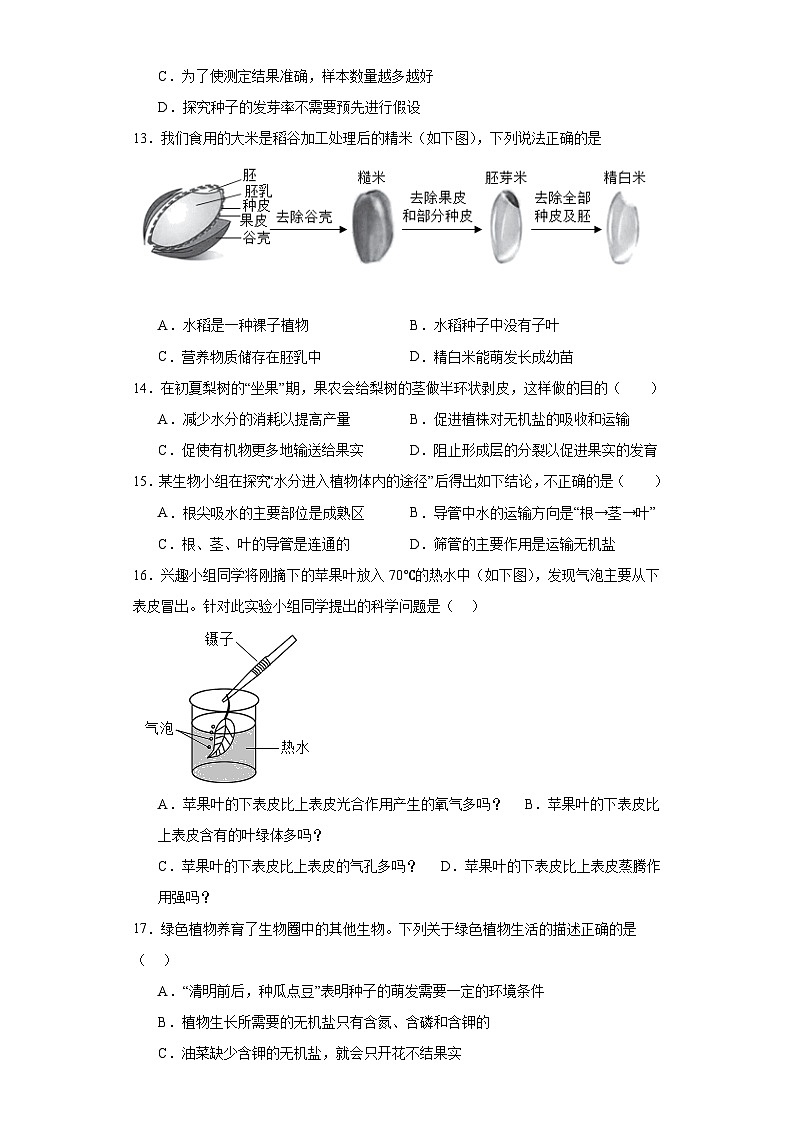 山东省烟台市福山区（五四制）2022-2023学年六年级下学期期末生物试题（含答案）第3页