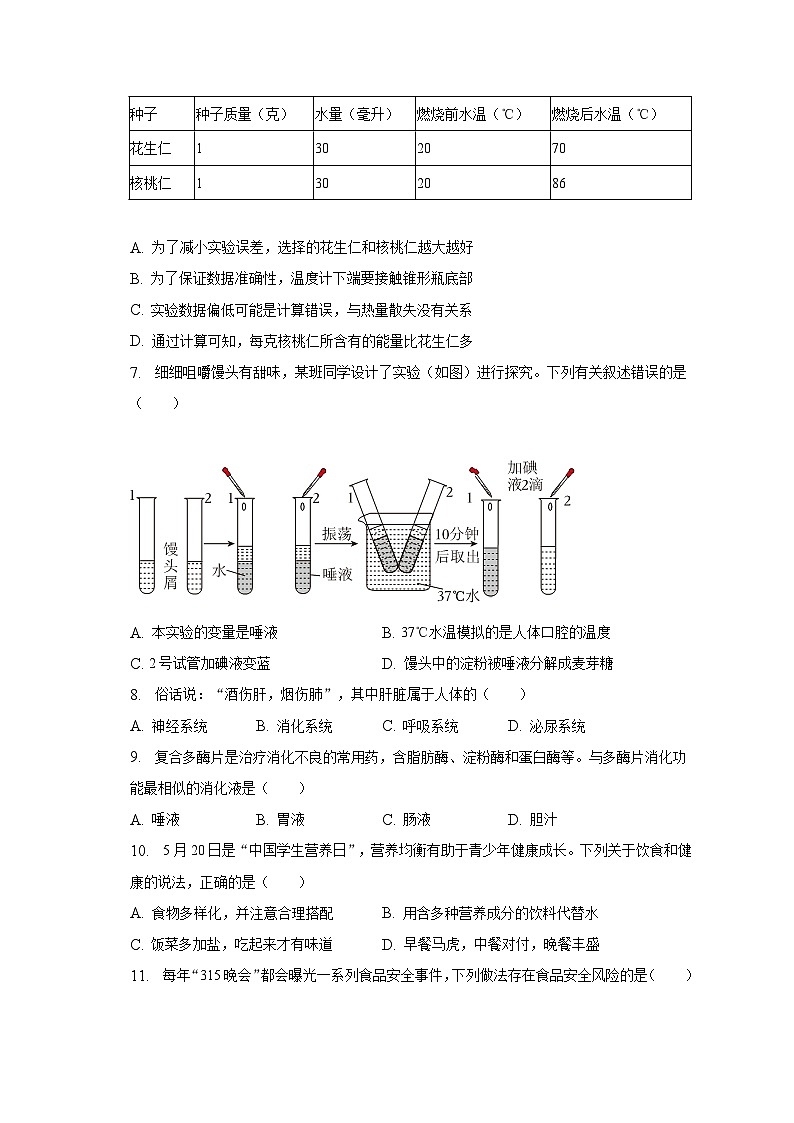 2022-2023学年广东省佛山市南海区、三水区七年级（下）期末生物试卷（含解析）第2页