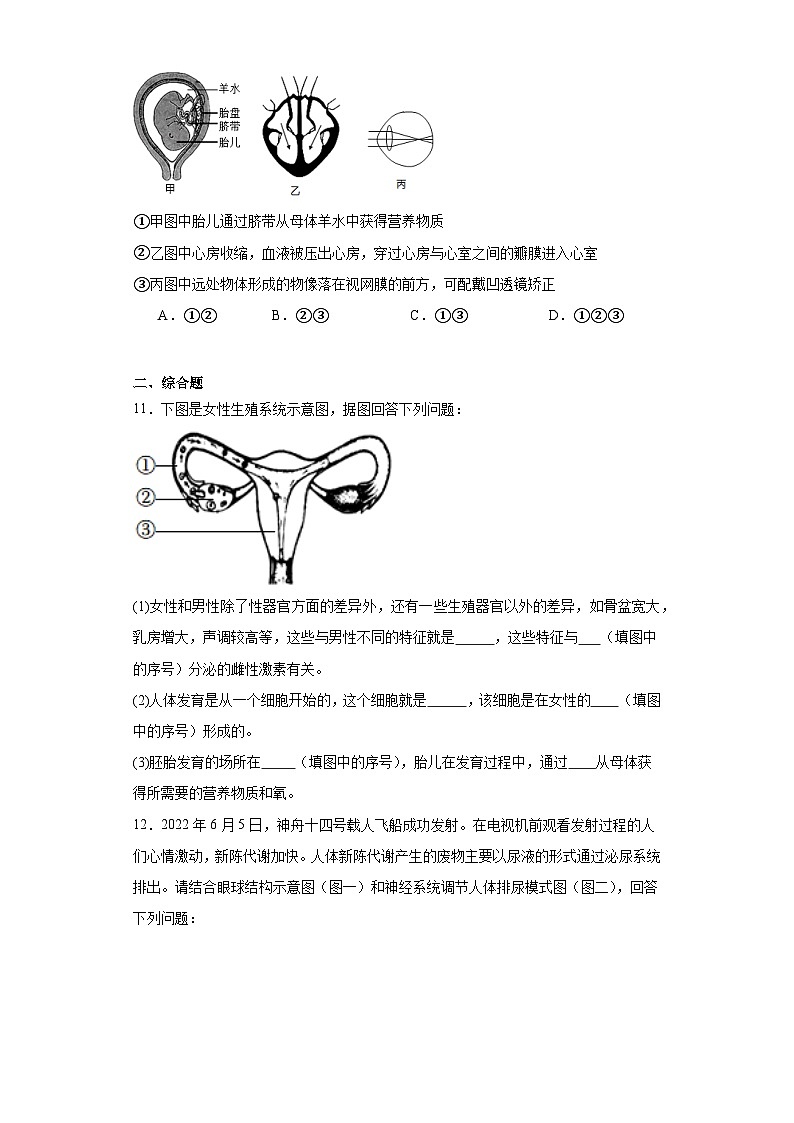 湖北省孝感市应城市2022-2023学年七年级下学期期末生物试题（含答案）03
