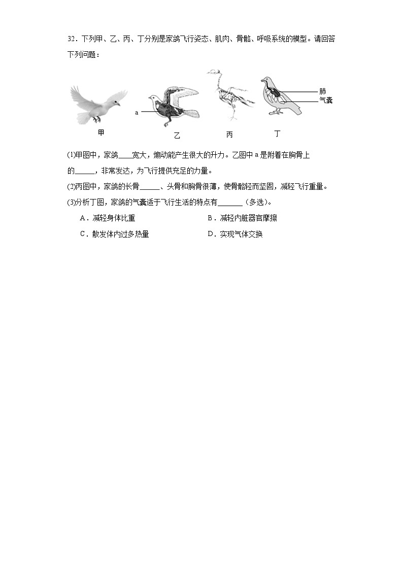陕西省宝鸡市陇县2022-2023学年七年级下学期期末生物试题（含答案）第3页
