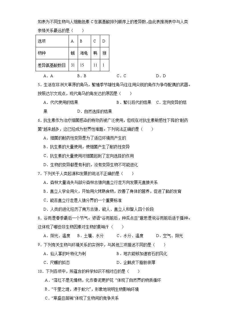 山东省菏泽市单县2022-2023学年八年级下学期期末生物试题（含答案）02