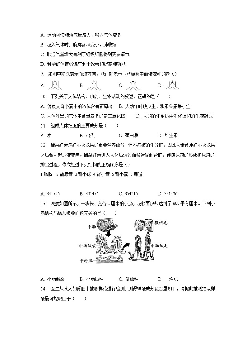 2022-2023学年海南省海口市七年级（下）期末生物试卷（含解析）第2页