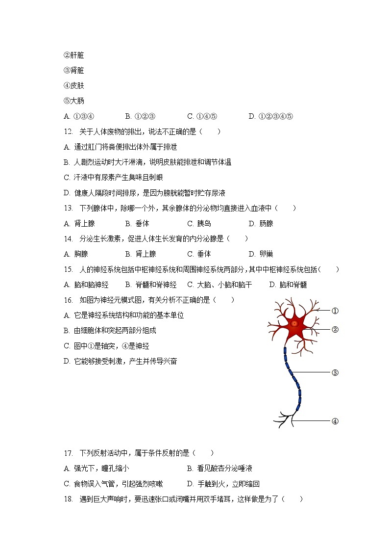2022-2023学年河南省洛阳市汝阳县七年级（下）期末生物试卷（含解析）03
