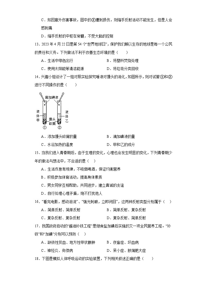 广东省汕头市龙湖区2022-2023学年七年级下学期期末生物试题（含答案）03