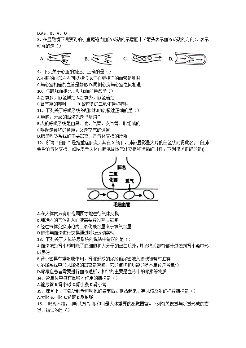 河北省邯郸市大名县2022-2023学年七年级下学期6月期末生物试题（含答案）第2页