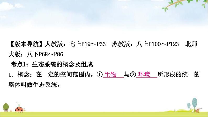 人教版中考生物复习主题一生物与环境第二节生物与环境组成生态系统教学课件03