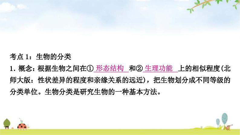 人教版中考生物复习主题七生物的多样性第一节生物的多样性教学课件第4页