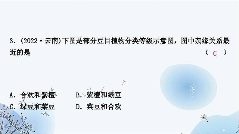 人教版中考生物复习主题七生物的多样性第一节生物的多样性练习课件第5页