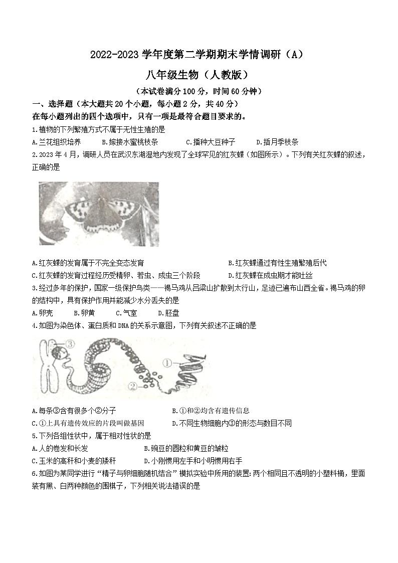 山西省朔州市右玉县2022-2023学年八年级下学期期末生物试题(含答案)01