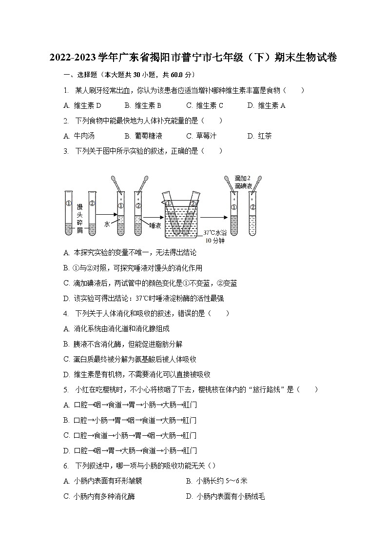 2022-2023学年广东省揭阳市普宁市七年级（下）期末生物试卷（含解析）01