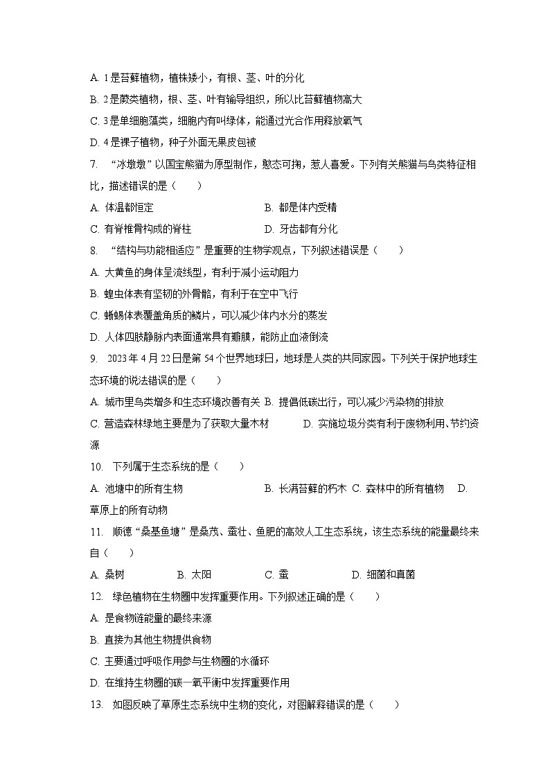 2022-2023学年河北省廊坊市香河县八年级（下）期末生物试卷（含解析）02