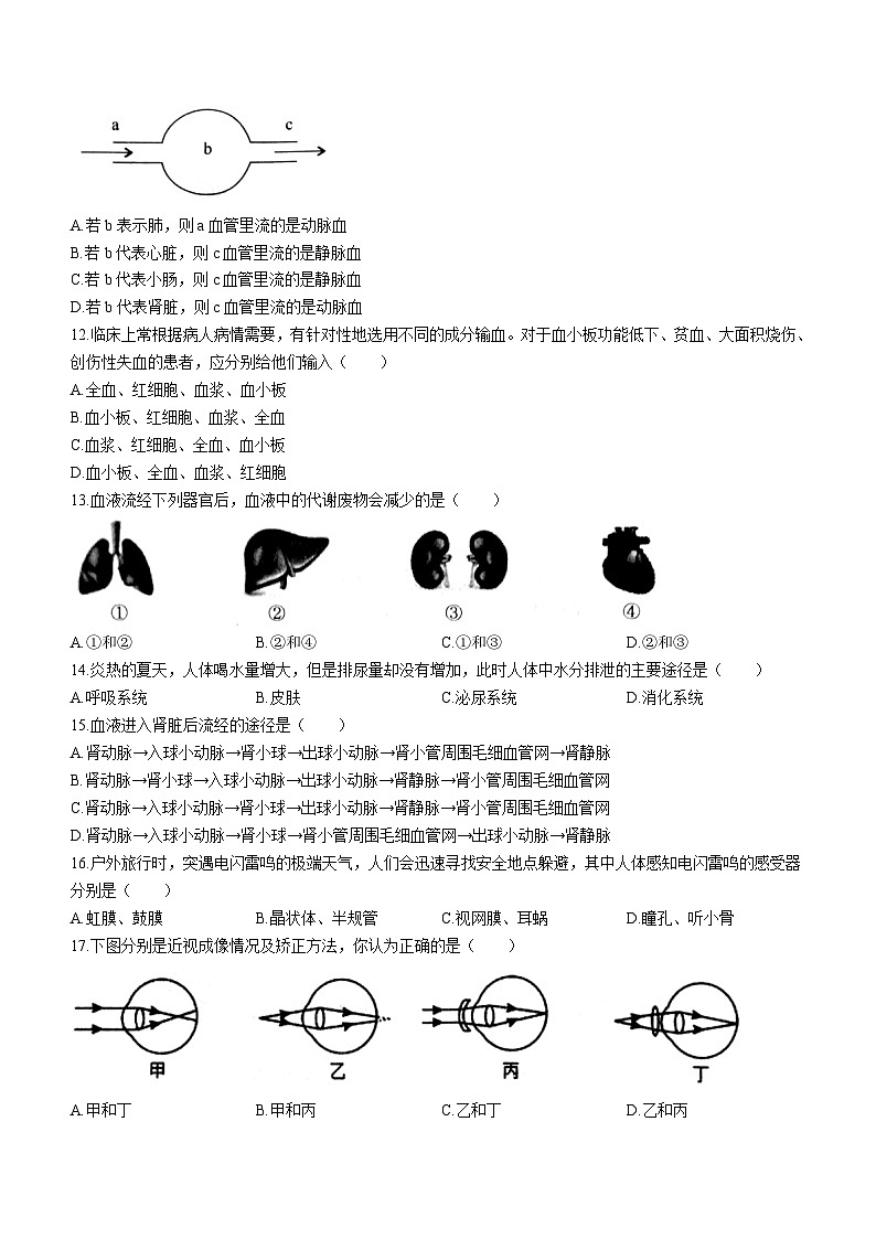 山东省聊城市莘县2022-2023学年七年级下学期期末生物试题（含答案）第3页