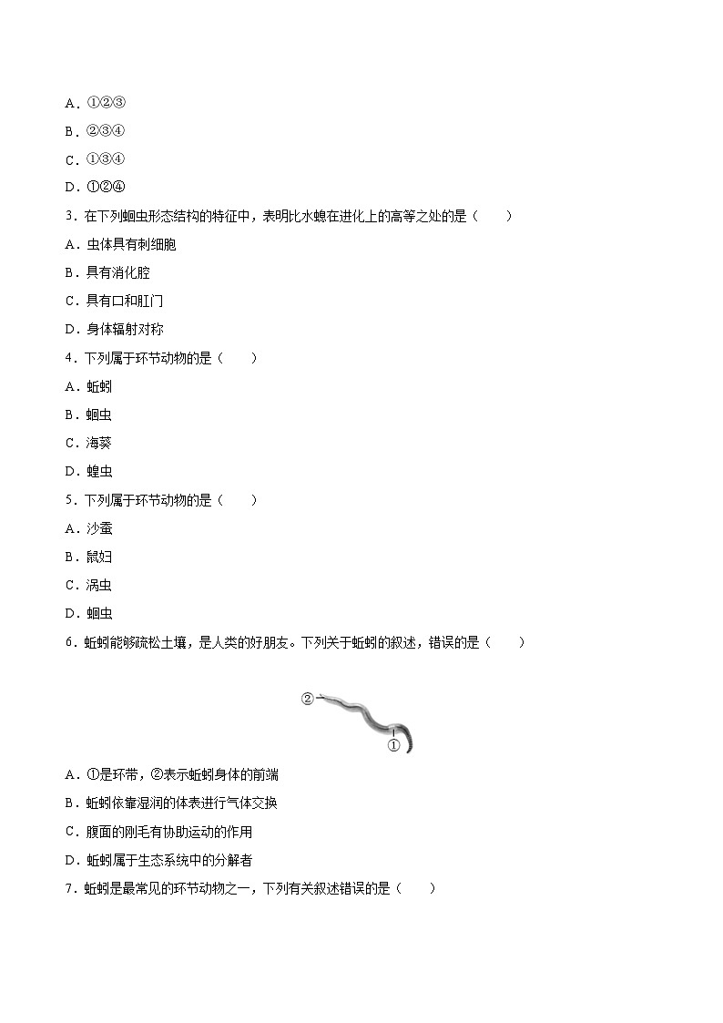 人教版八年级上册5.1.2《线形动物和环节动物》课件+教案+导学案+分层作业03