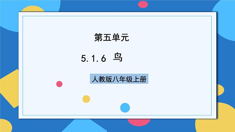 人教版八年级上册5.1.6《鸟》课件+教案+导学案+分层作业01