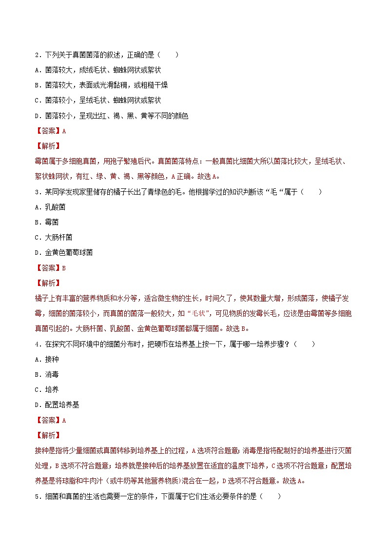 人教版八年级上册5.4.1《细菌和真菌的分布》课件+教案+导学案+分层作业03