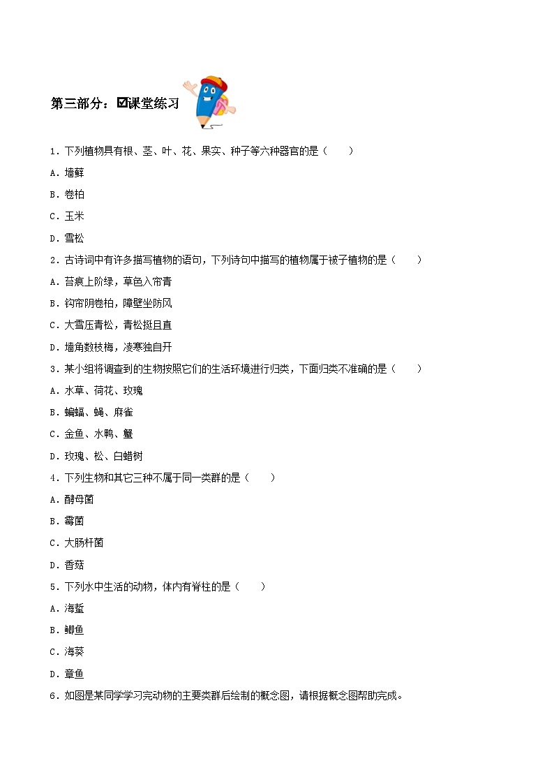人教版八年级上册6.1.1《尝试对生物进行分类》课件+教案+导学案+分层作业02