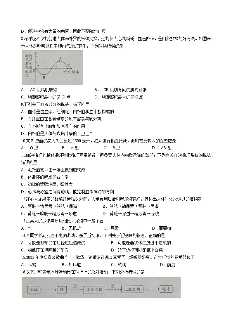 山西省朔州市右玉县教育集团初中部2022-2023学年七年级下学期期末生物试题第2页